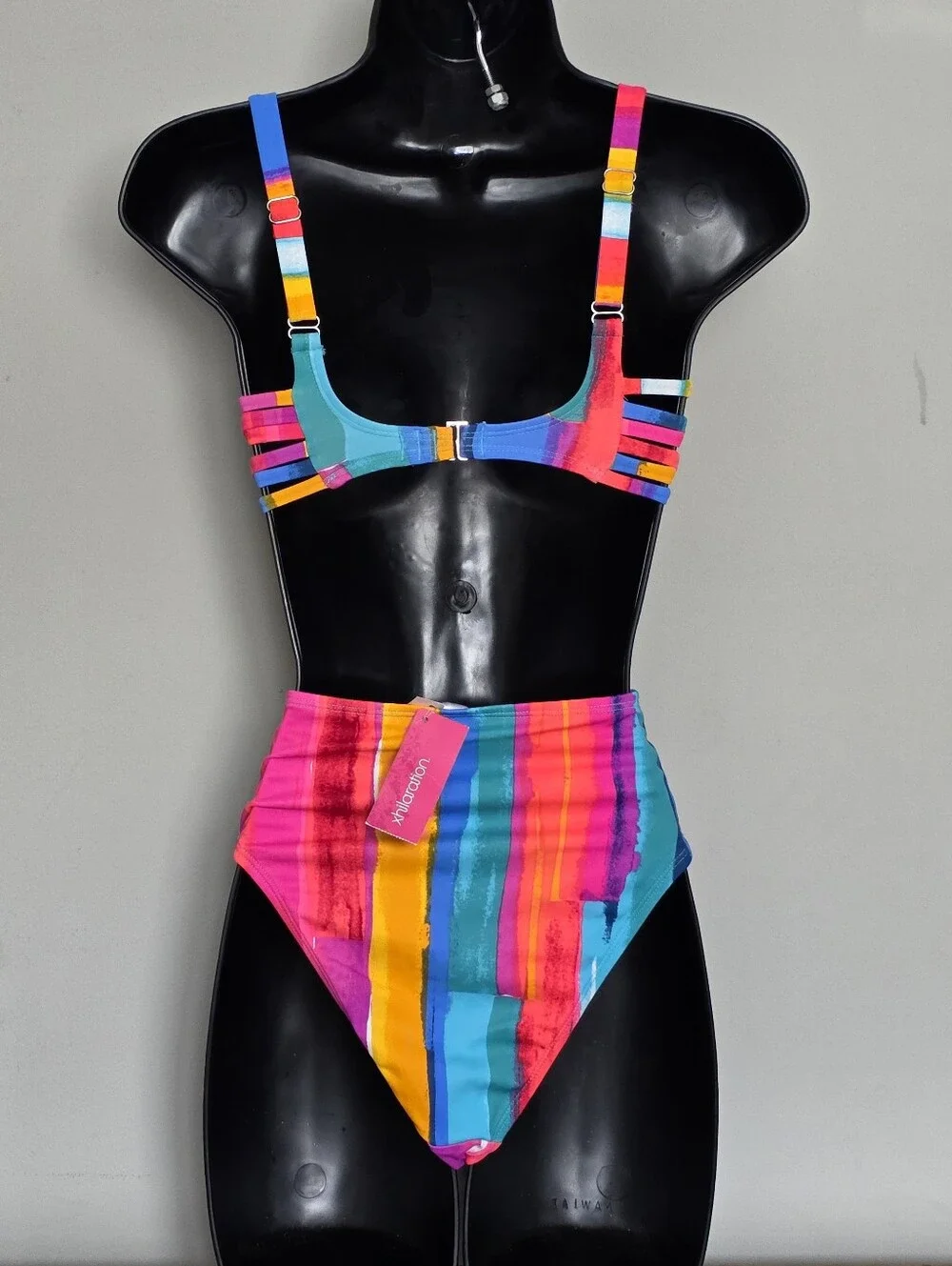 🌈 Xhilaration XS Rainbow High Waist Bikini Set NWT Beach Vacation
